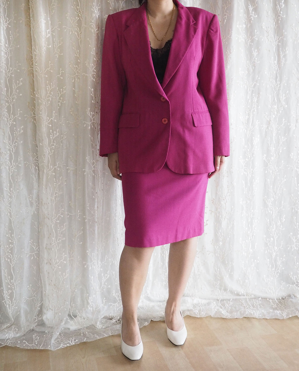Vintage-Fuchsia-Blazer-and-Skirt-Suit