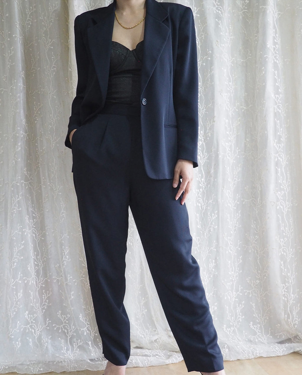 Vintage-Navy-Blazer-and-Pant-Suit