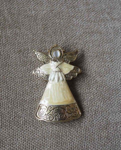 Enamel Angel Brooch