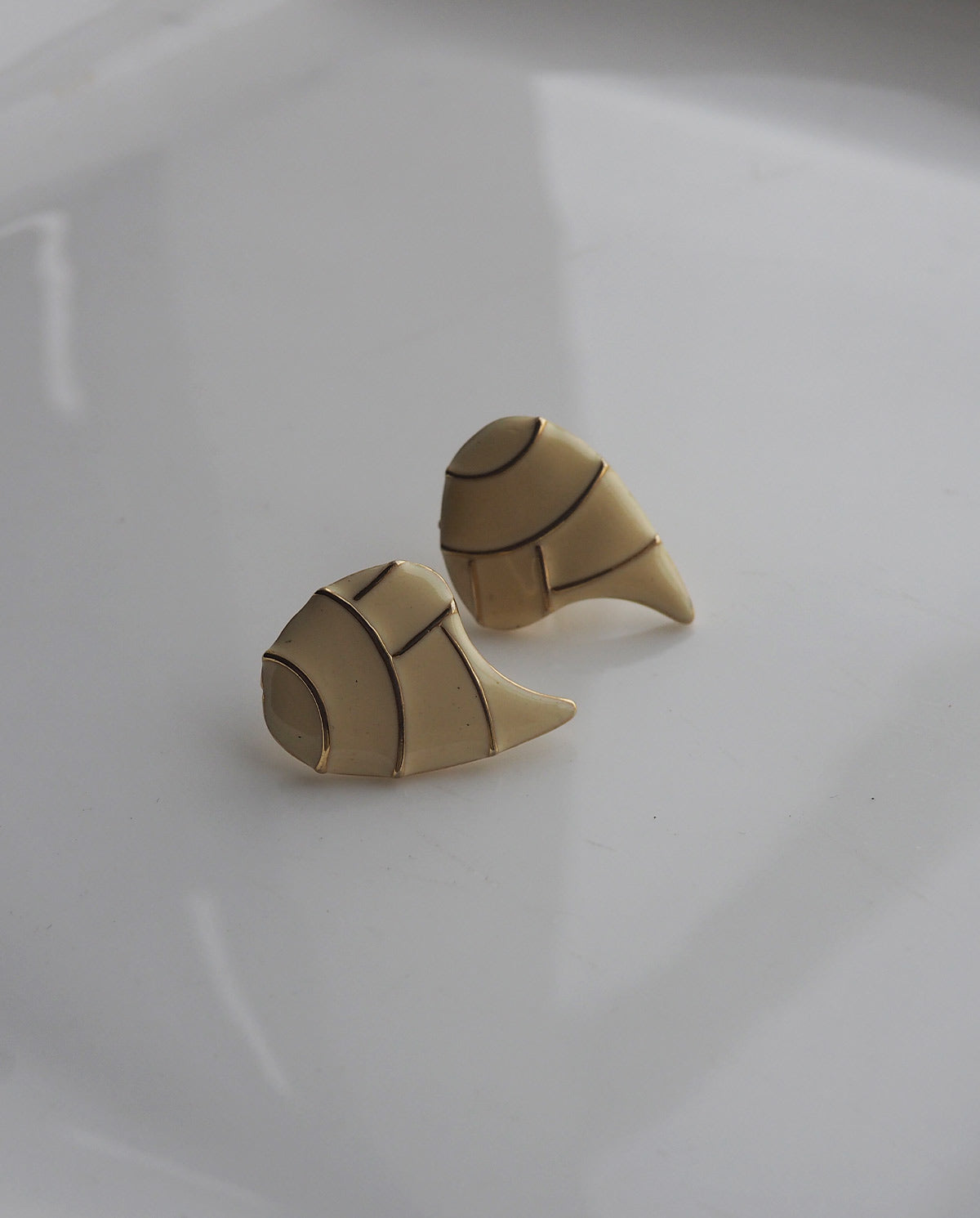 Beige Enamel Earrings