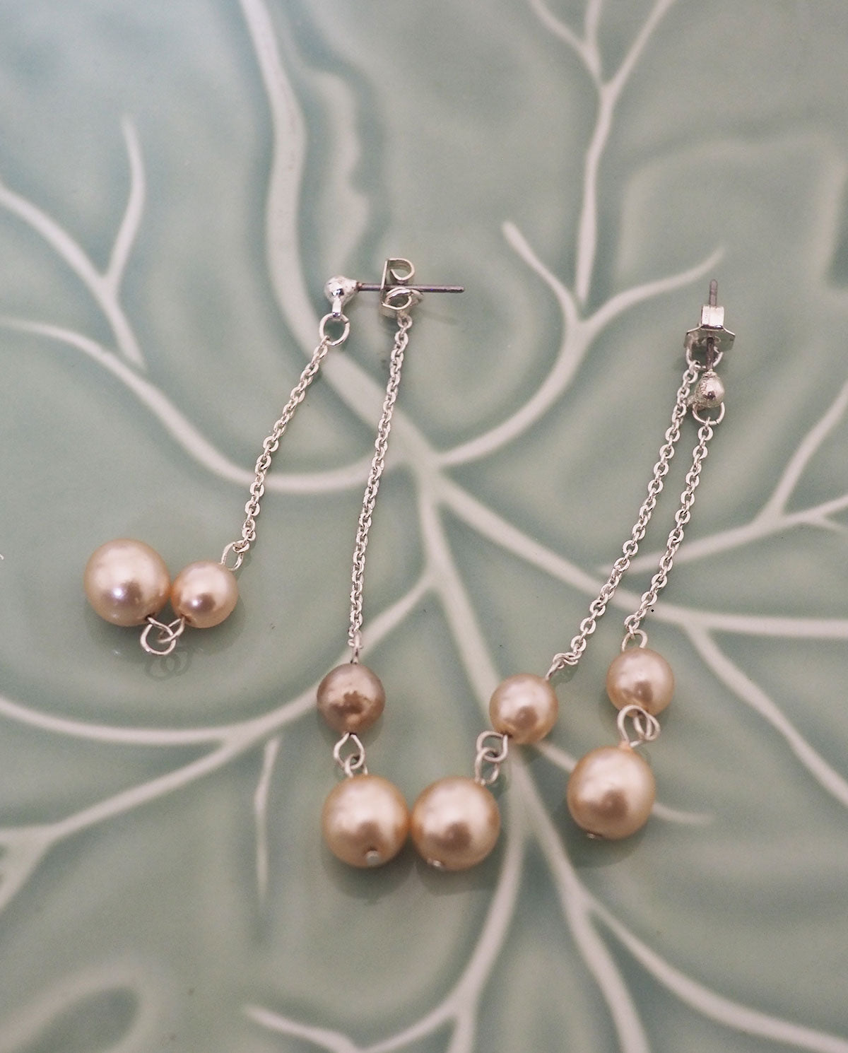 Beige Pearl Drop Earrings