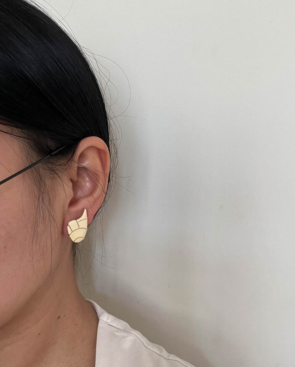 Beige Enamel Earrings