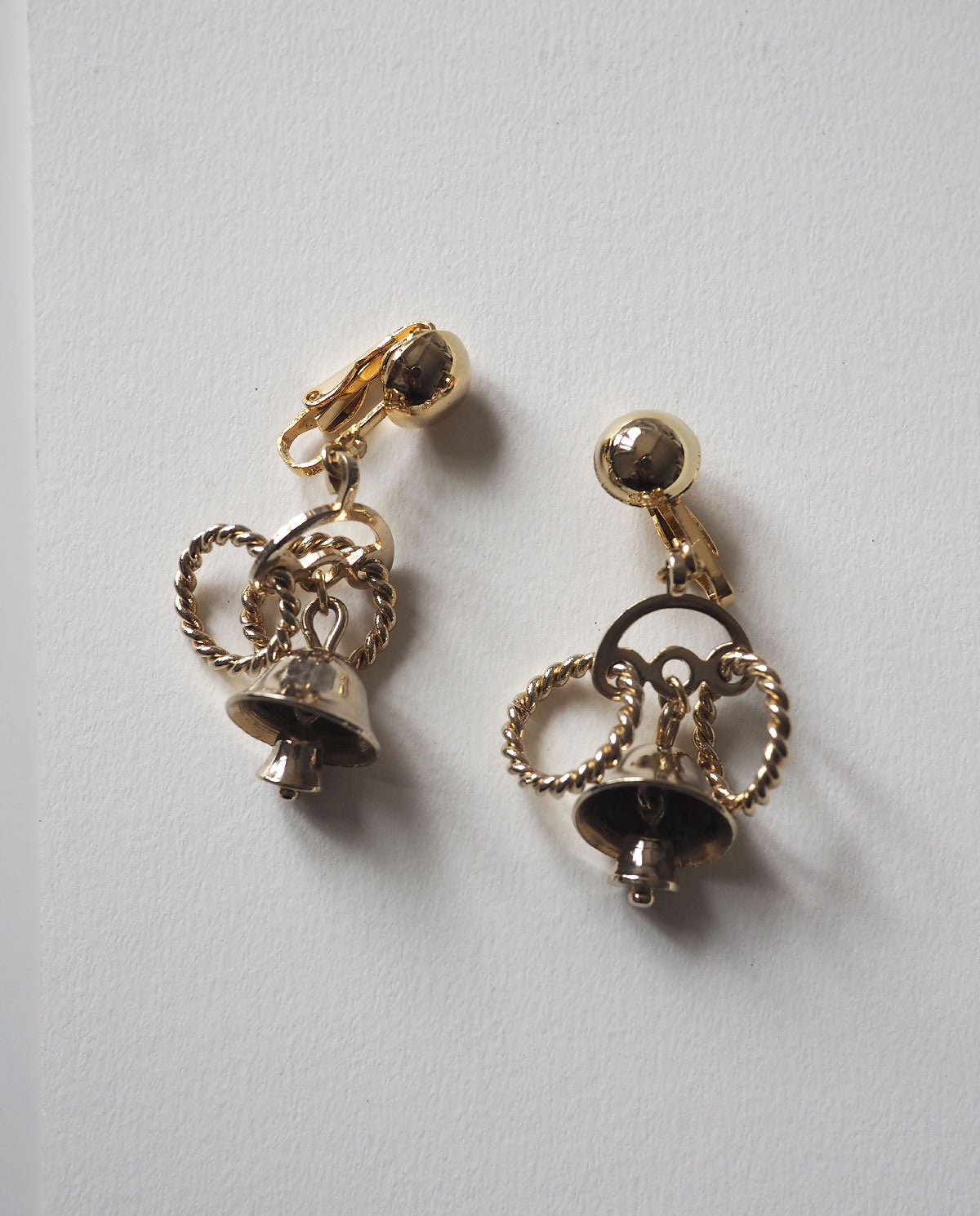 Gold Tone Vintage Bell Drop Earrings