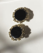 Load image into Gallery viewer, Black Enamel Rhinestone Clip Ons
