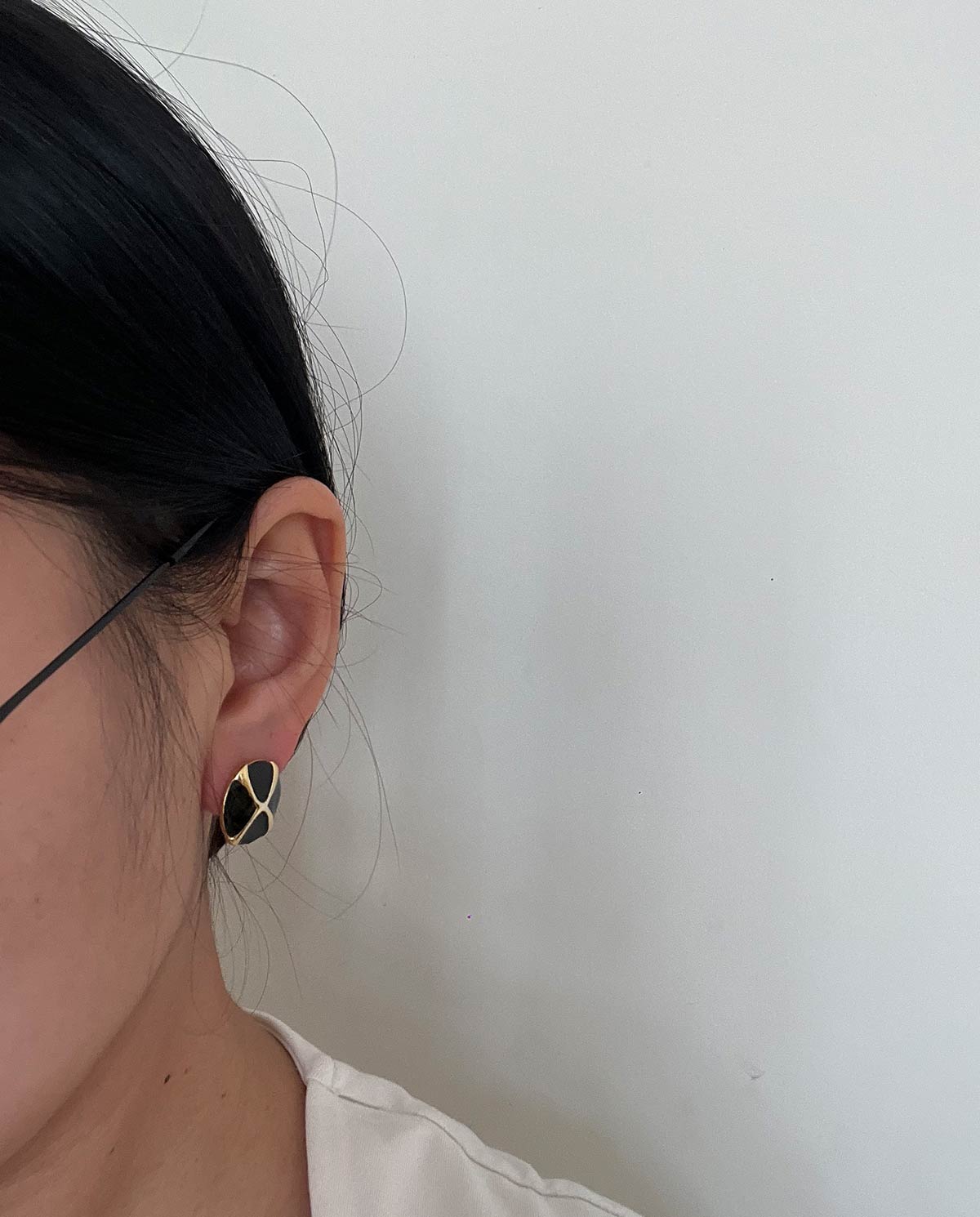 Black Enamel X Earrings
