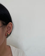 Load image into Gallery viewer, Black Enamel Oval Earrings
