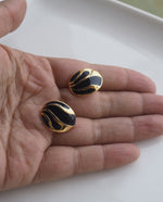 Load image into Gallery viewer, Black Enamel Oval Earrings
