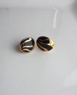 Load image into Gallery viewer, Black Enamel Oval Earrings

