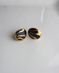 Black Enamel Oval Earrings