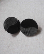 Load image into Gallery viewer, Black Chequered Statement Clip Ons
