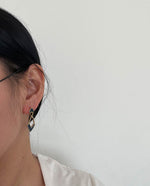 Load image into Gallery viewer, Navy Geometric Shape Dangle Earrings
