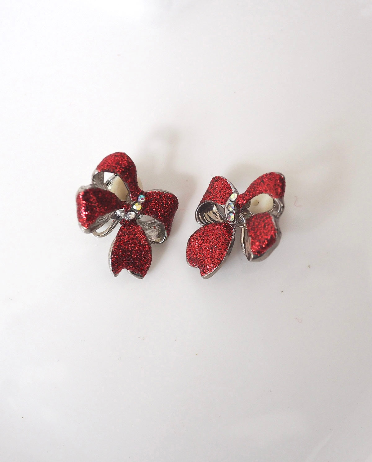 Christmas Bow Clip On Earring