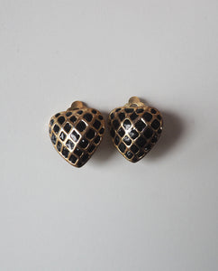 Black Spotted Heart Clip Ons