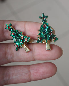 Christmas Tree Clip On Earrings #2