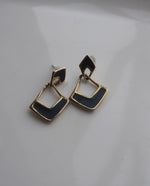 Load image into Gallery viewer, Navy Geometric Shape Dangle Earrings
