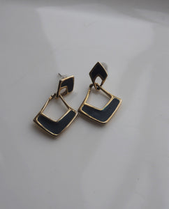 Navy Geometric Shape Dangle Earrings