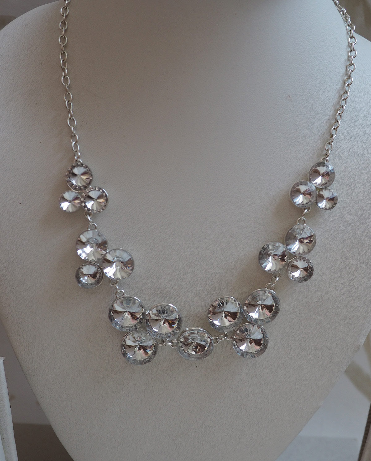 LBVY Signed Silver Rhinestone Necklace