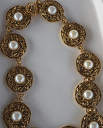 Load image into Gallery viewer, Gold Tone with Faux Pearl Statement Necklace
