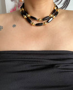 Load image into Gallery viewer, Napier Black Gold Beaded Necklace
