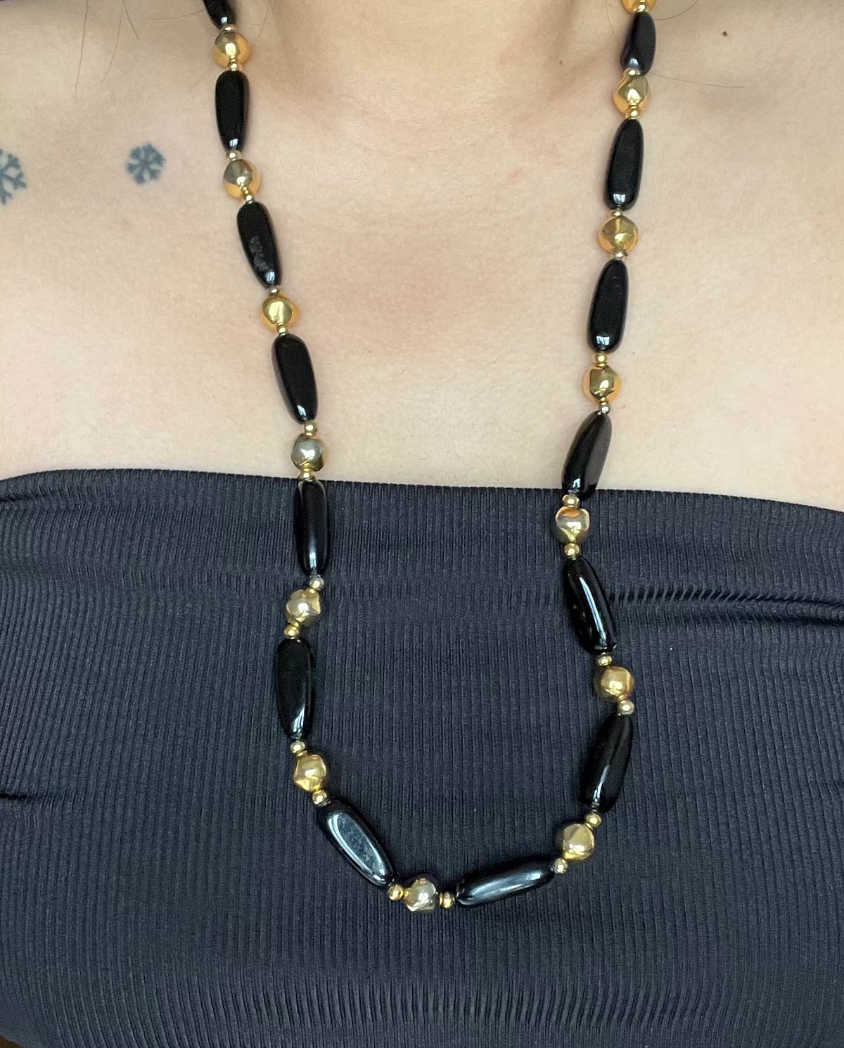 Napier Black Gold Beaded Necklace