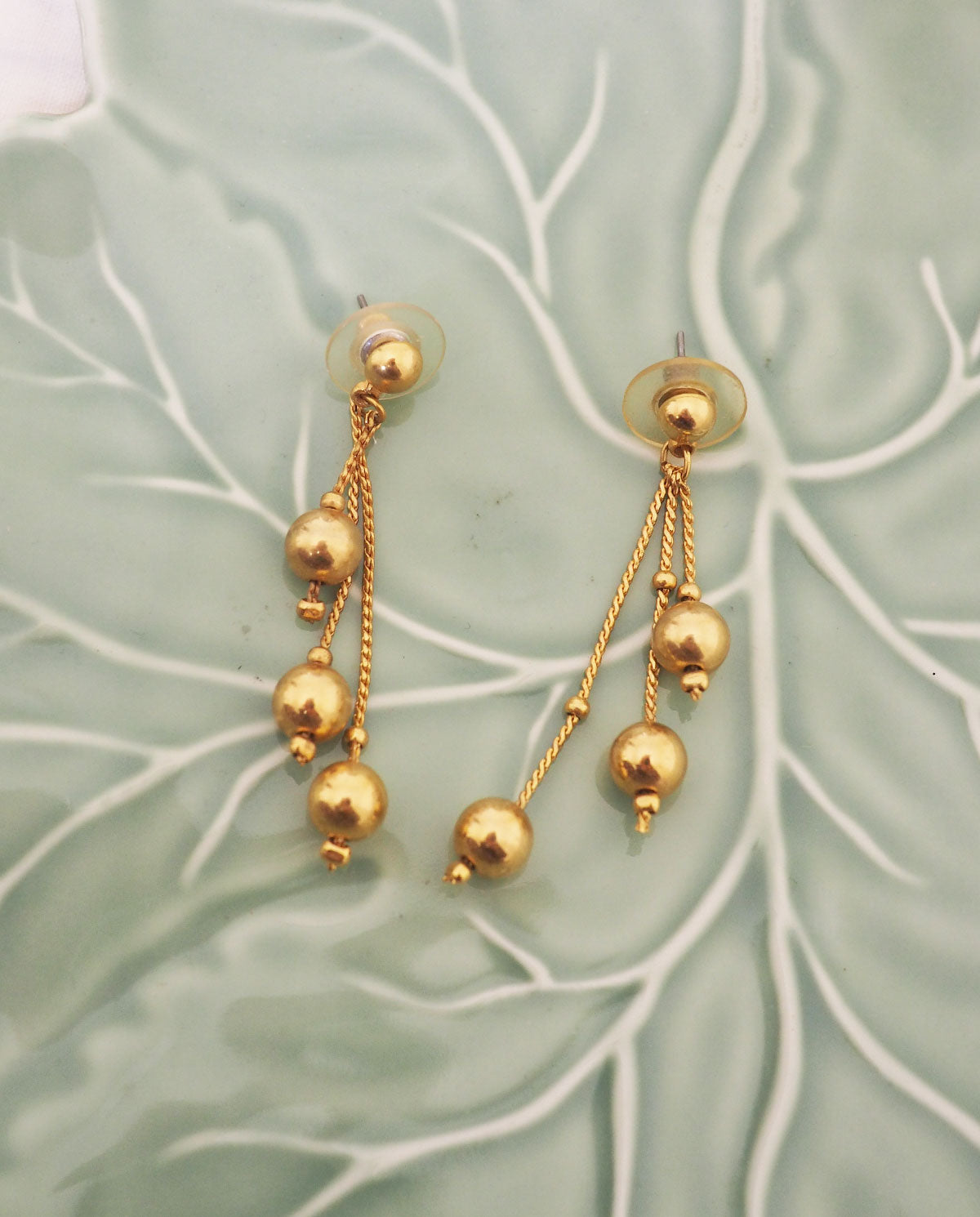 Gold Tone Ball Drop Earrings