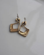 Load image into Gallery viewer, Navy Geometric Shape Dangle Earrings
