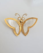 Load image into Gallery viewer, Gold Tone White Pearl Butterfly Brooch
