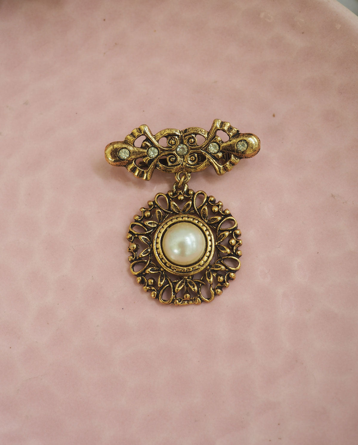 Vintage Faux Pearl Drop Brooch