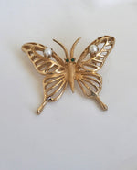 Load image into Gallery viewer, Gold Tone Pearl Butterfly Brooch
