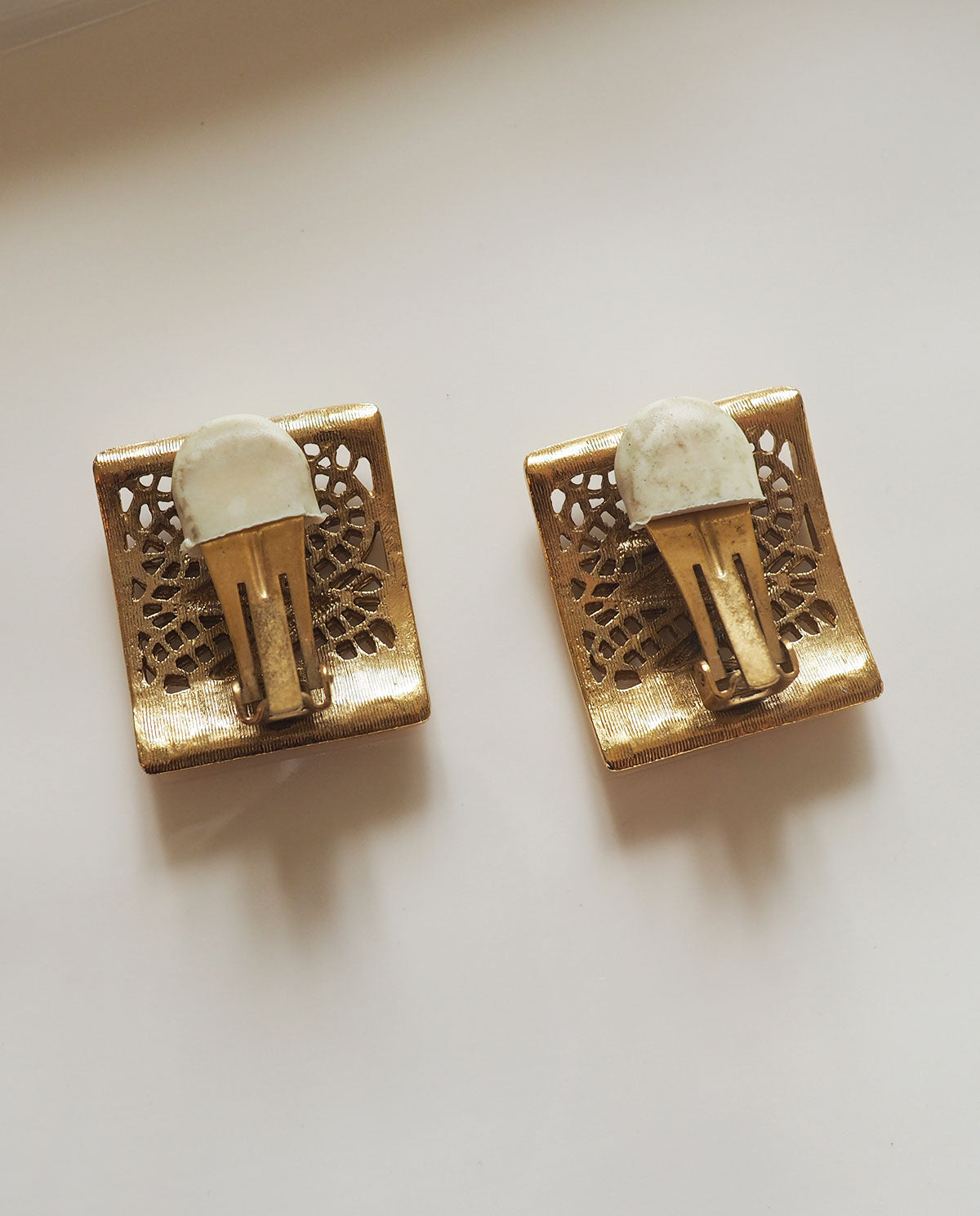 Gold Tone Square Statement Earrings