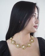 Load image into Gallery viewer, Gold Tone with Faux Pearl Statement Necklace
