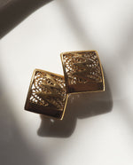 Load image into Gallery viewer, Gold Tone Square Statement Earrings
