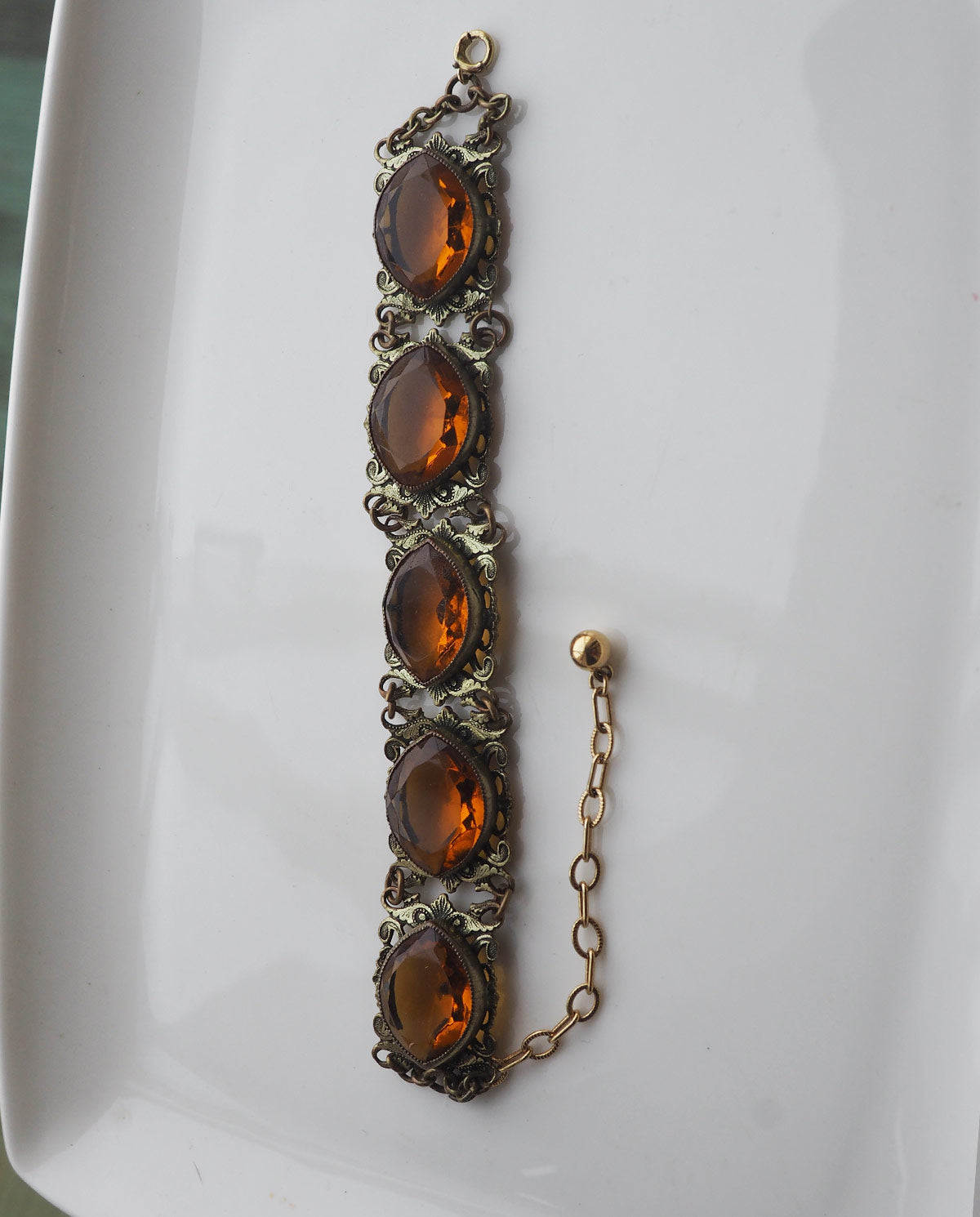 Orange Jewelled Statement Bracelet