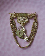 Load image into Gallery viewer, Lock and Key Dangle Chain Brooch
