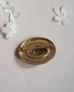 Gold Tone Oval Vintage Brooch