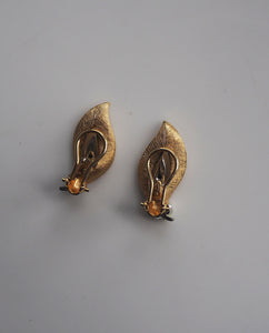 Gold Tone with Silver Detail Leaf Clip On