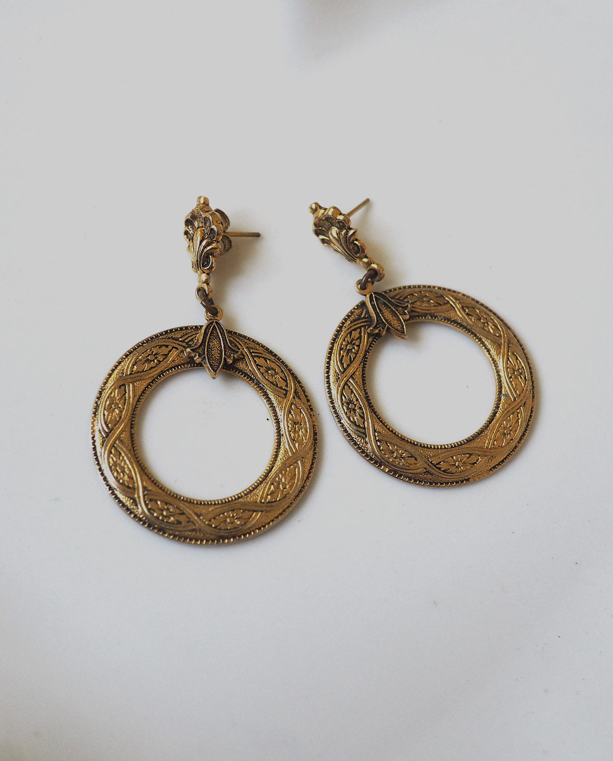 Vintage Gold Tone Statement Earrings