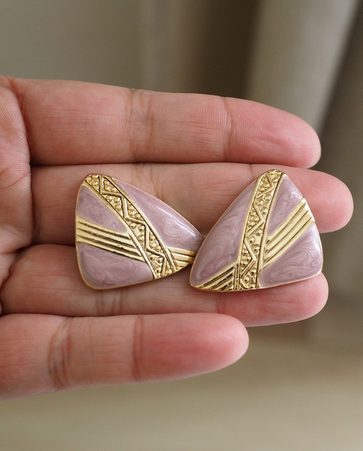 Lilac Enamel Triangle Clip Ons