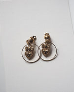 Load image into Gallery viewer, Gold Tone Vintage Heart Hoops Earrings
