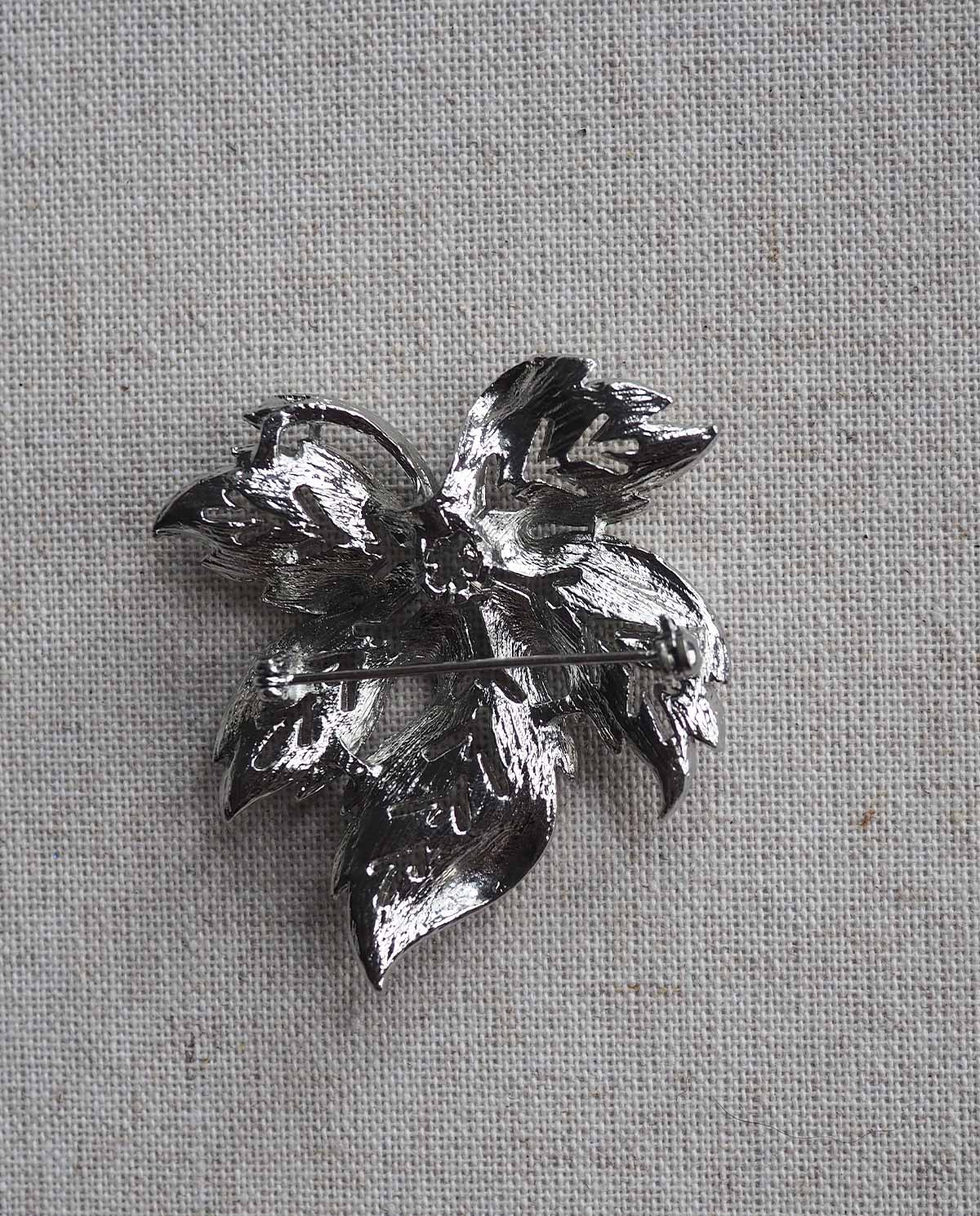 Silver Tone Autumn Leaf Brooch