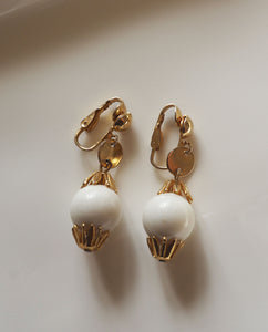 White Beaded Drop Earrings