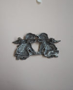 Load image into Gallery viewer, JJ Signed Silver Tone Angels Brooch
