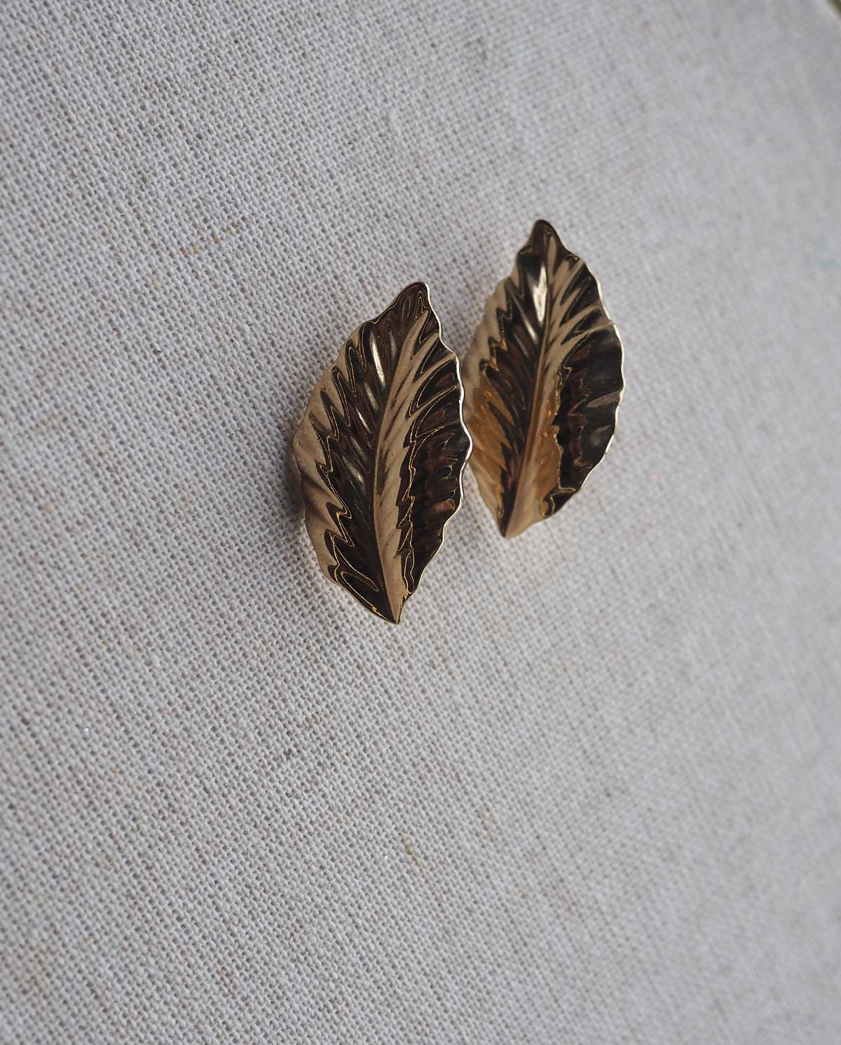 Louis Feraud Paris Gold Tone Leaf Earrings