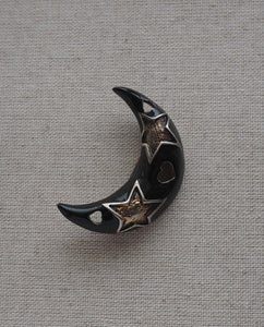 Black Moon with Stars Brooch