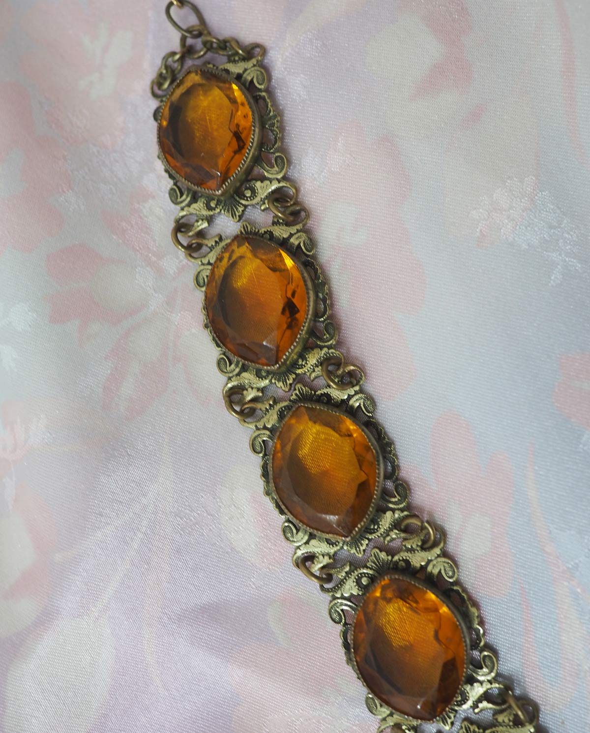 Orange Jewelled Statement Bracelet