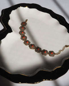 Vintage Flower with Orange bead Bracelet