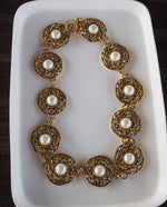 Load image into Gallery viewer, Gold Tone with Faux Pearl Statement Necklace
