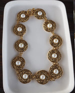 Load image into Gallery viewer, Gold Tone with Faux Pearl Statement Necklace
