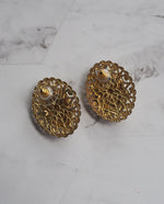 Load image into Gallery viewer, Gold Tone Faux Pearl Rhinestone Earrings
