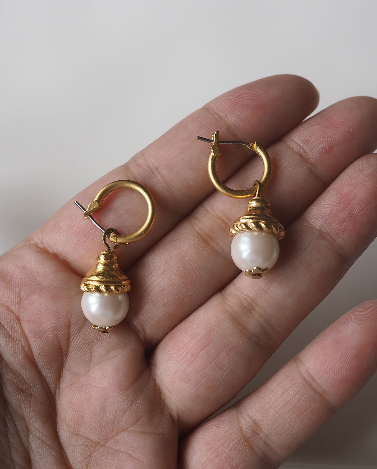 Pearl Drop Gold Tone Earrings